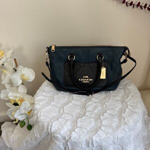 Coach Dark Teal and Black Shoulder Bag